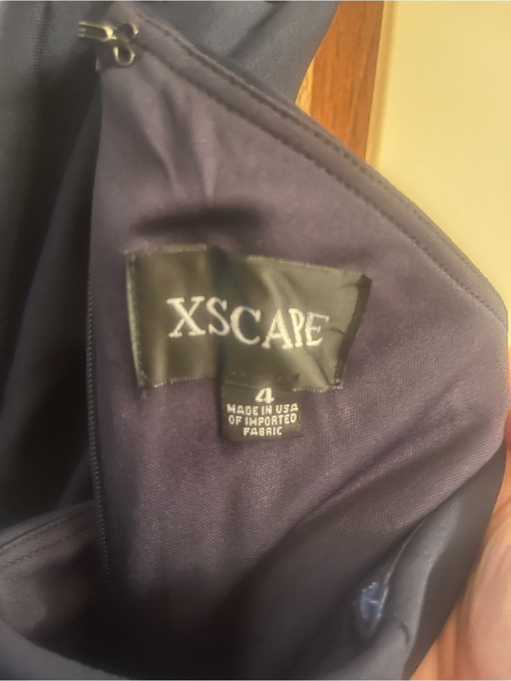 Xscape One-Shoulder Navy Ruffle Gown - Picture 5 of 6
